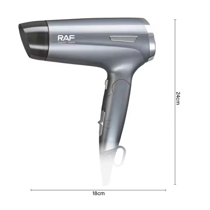 RAF Foldable Hair Dryer with Cool Air, 2 Speed & 3 Heat Settings, Negative Ion Technology, and Retractable Cord – 1600W