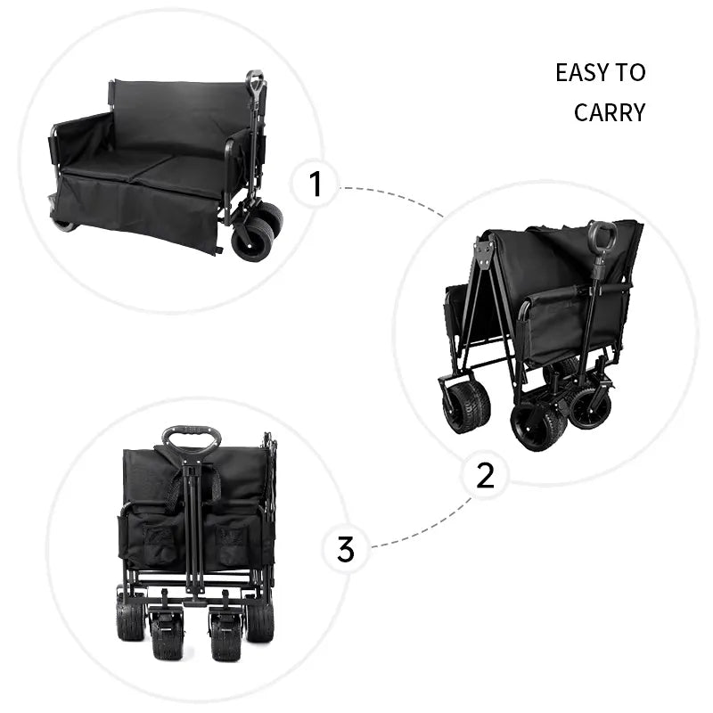 2-in-1 Heavy-Duty Outdoor Folding Wagon Cart & Seat for Multipurpose Usage