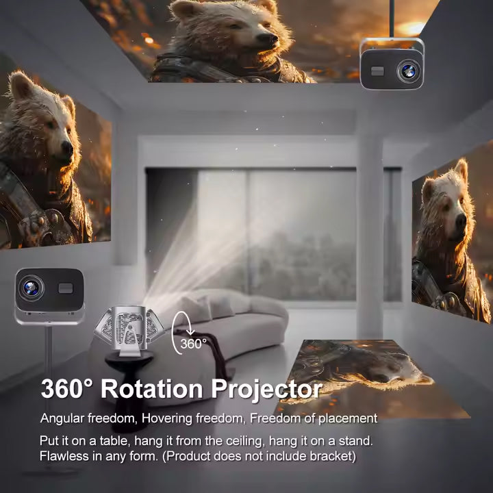 A10 Smart Android 4K WiFi Projector with Built-in Speaker, 200 Lumens, Bluetooth 5.0 with HDMI & Dual USB Ports.