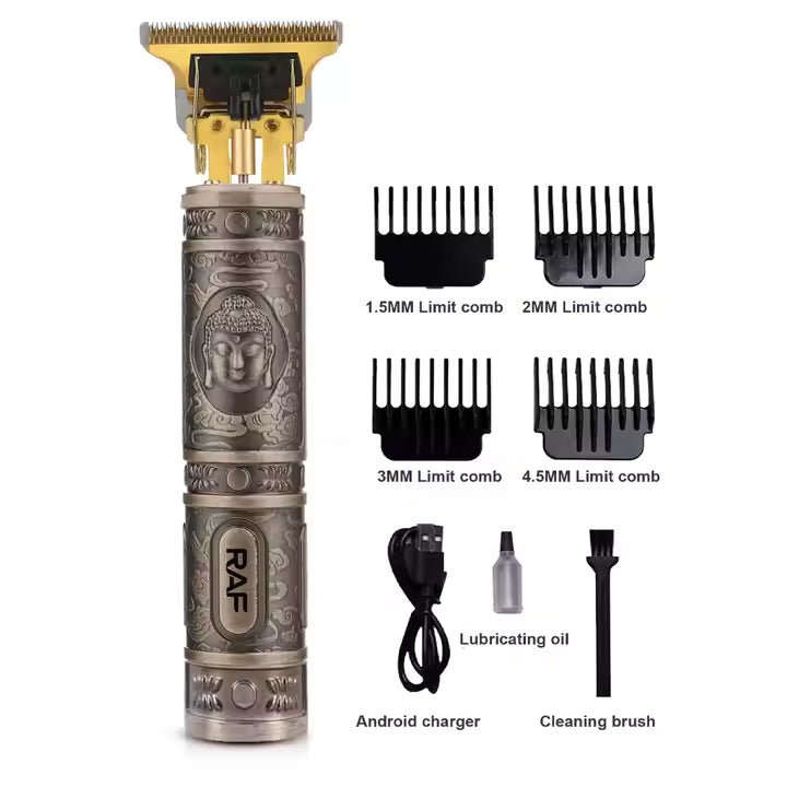 RAF Professional Electric Hair Trimmer & Clipper with Stainless Steel Blades and Complete Barber Kit - 5W