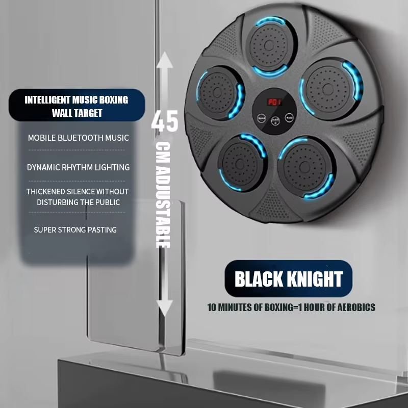 Intelligent Music Boxing & Punching Machine with Bluetooth Speaker, 9 Training Modes, Flash Strike Points, Adjustable Wall Mount Target for Fitness, Cardio & Training