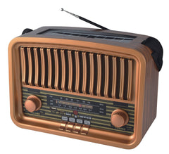 Vintage Multi-Function Rechargeable Solar Bluetooth Speaker with Radio, 2.4G Audio & Card Slot with Remote