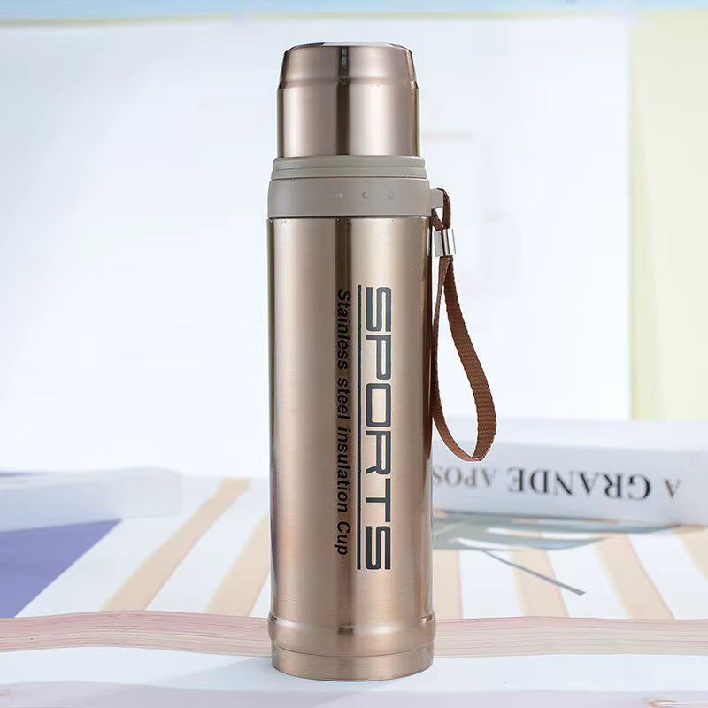 750ml Stainless Steel Sports Vacuum Flask Bottle with SUS304 Liner & Dual-Purpose Leakproof Cap – Long Lasting Hot & Cold Insulation Travel Thermos