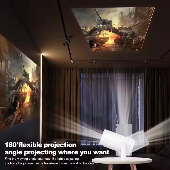 Smart FHD Android Projector with WIFI 6 & 180° Rotatable Design