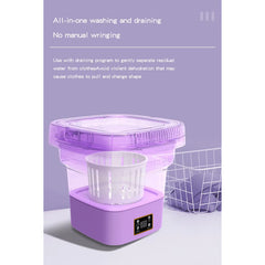 Multi-Function Mini Foldable Portable & Collapsible Washing Machine for Travel with Spinner Basket & Touch Screen - 6.5 L - Pink