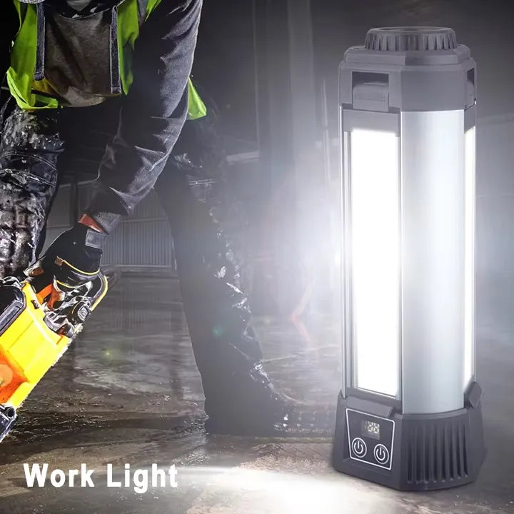 3 Leaf Rechargeable LED Camping Work Light with 2000 Lumens, Power Bank, Tripod, and Waterproof Design for Outdoor Activities - 6000 mAh Battery