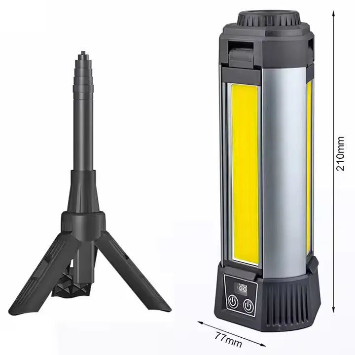 3 Leaf Rechargeable LED Camping Work Light with 2000 Lumens, Power Bank, Tripod, and Waterproof Design for Outdoor Activities - 6000 mAh Battery