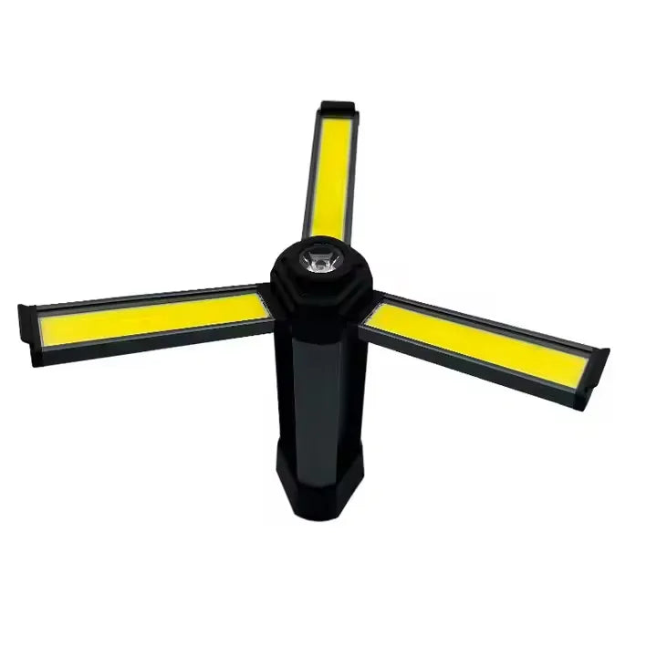 3 Leaf Rechargeable LED Camping Work Light with 2000 Lumens, Power Bank, Tripod, and Waterproof Design for Outdoor Activities - 6000 mAh Battery
