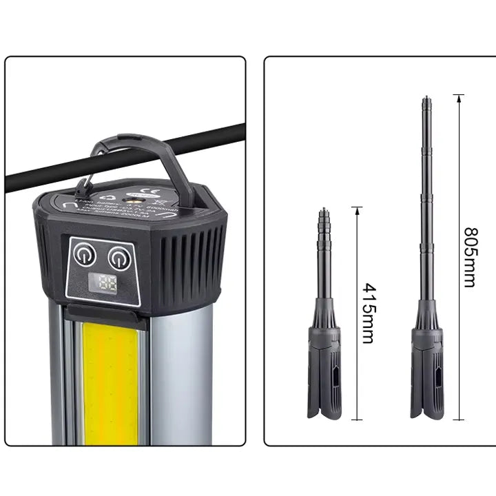 3 Leaf Rechargeable LED Camping Work Light with 2000 Lumens, Power Bank, Tripod, and Waterproof Design for Outdoor Activities - 6000 mAh Battery
