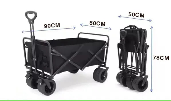 2-in-1 Heavy-Duty Outdoor Folding Wagon Cart & Seat for Multipurpose Usage