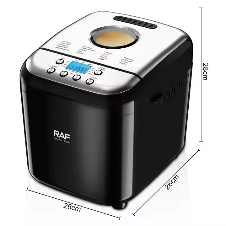 RAF Smart Bread Maker with LCD Display, Multi Capacity Baking, Non-Stick Pan & Timer Function - 600W