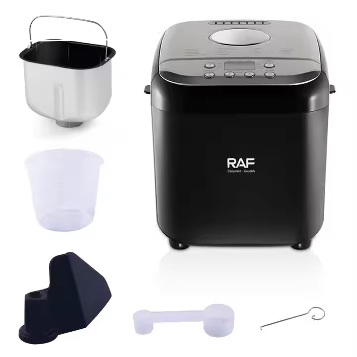 RAF Smart Bread Maker with LCD Display, Multi Capacity Baking, Non-Stick Pan & Timer Function - 600W