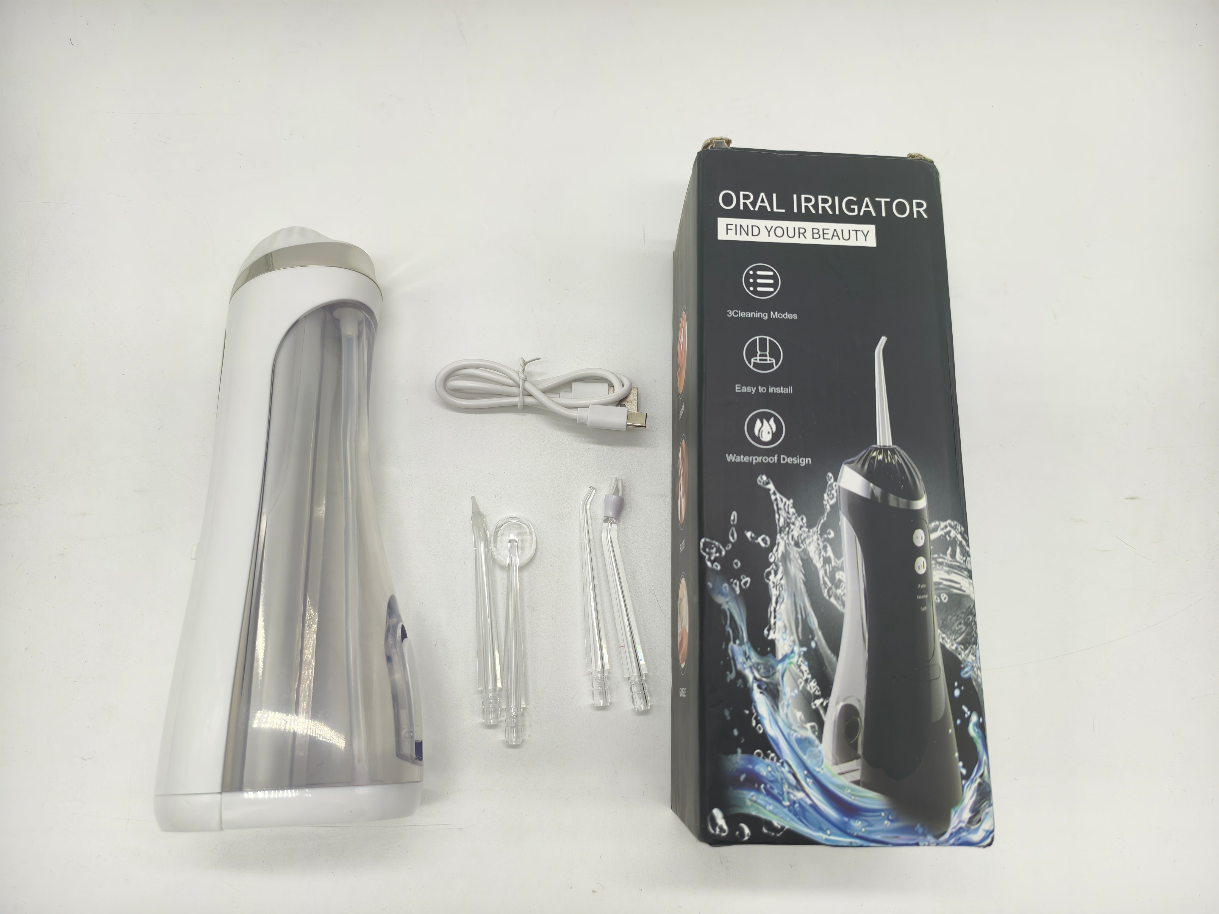 Rechargeable IPX6 Cordless Oral Irrigator with Pulsations, 4 Nozzles, 3 Modes & 360° Rotatable Tip – Portable Dental Water Flosser for Braces, Gums & Tongue Cleaning