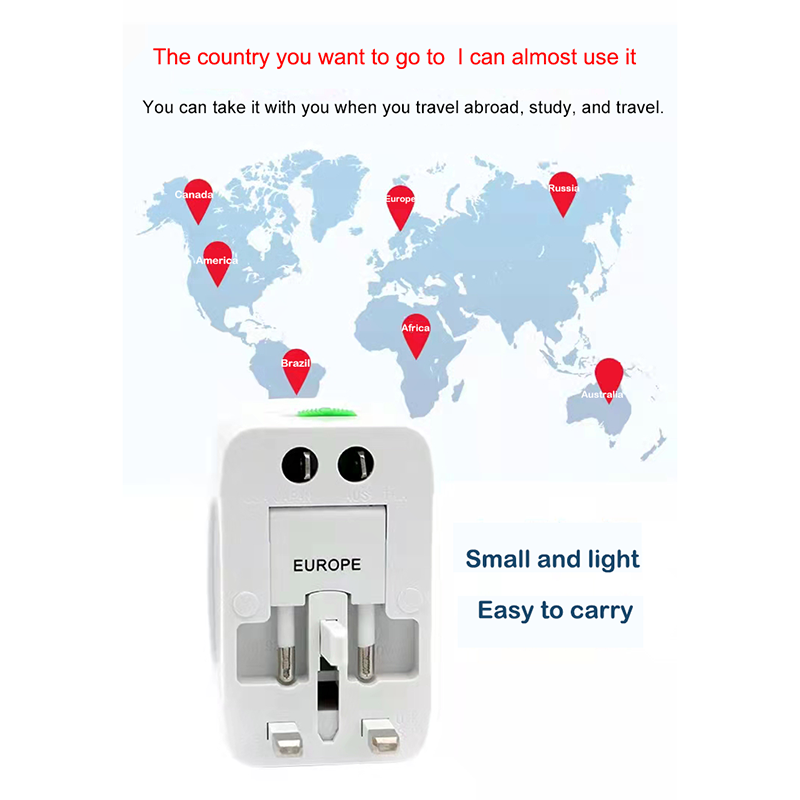 Universal All-in-One Travel Adapter with Dual USB Ports with Built-in Surge Protection, Compatible with Smartphones, Tablets, Laptops & Cameras