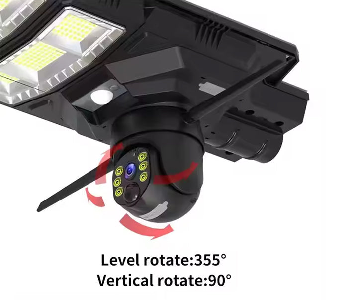 2-in-1 Solar Street Light with 4G & 4K AI Camera, Night Vision, Motion Sensor, Mobile App & Remote Control – 450W