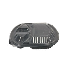 3-Compartment Disposable Plastic Food Container Box - 1000ml - 23.5 x 21 x 5.5 cm