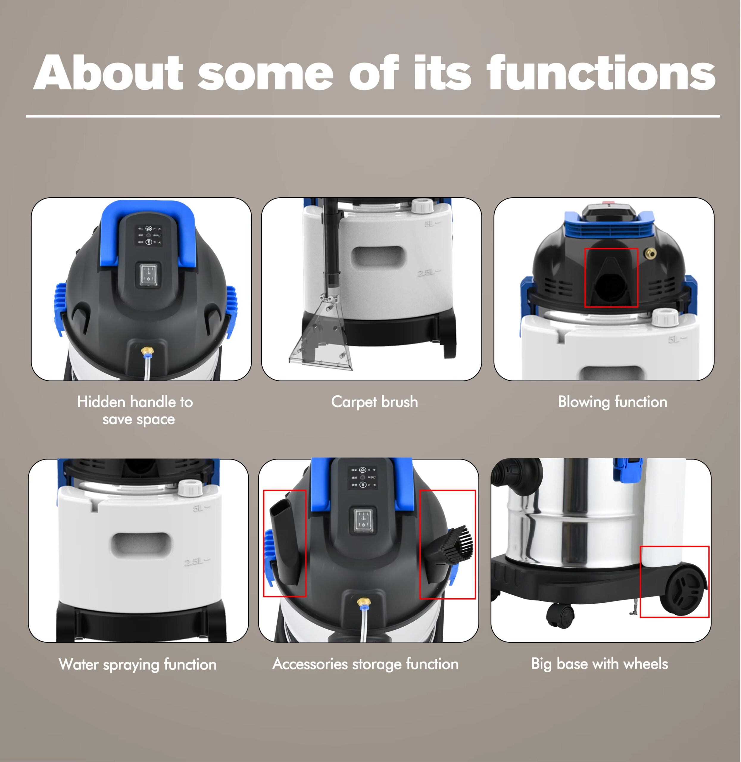 Puresweep 3-in-1 Wet & Dry Vacuum & Carpet Cleaner with Blower & Water Spraying for Floor, Carpet, Sofa & Car Upholstery Cleaning - 20L Capacity & 2800W