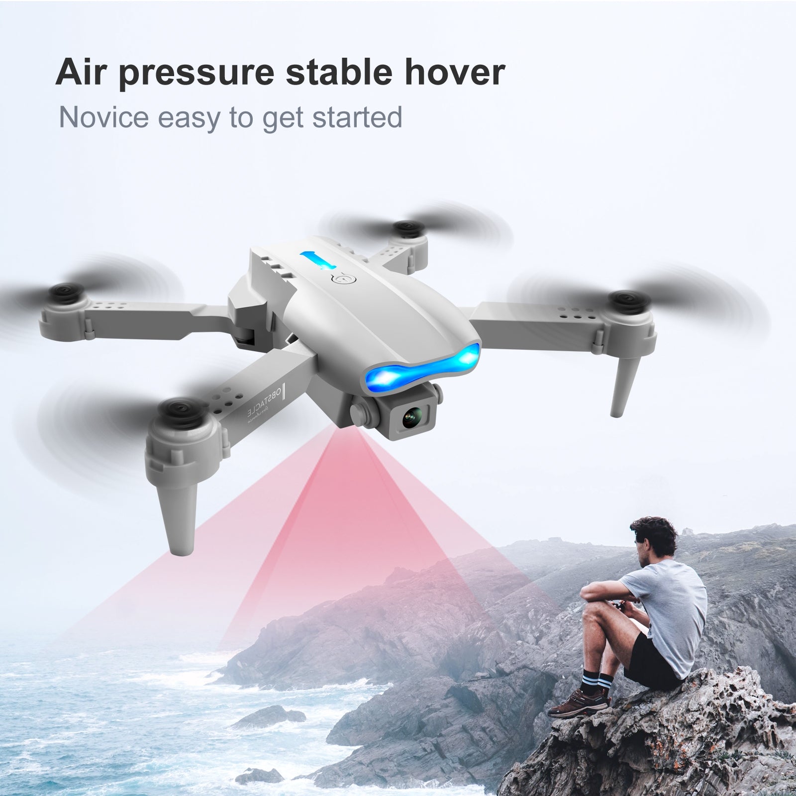 Smart RC Drone with Foldable Design, Dual 4K HD Cameras, Gesture Control, 360° Obstacle Avoidance & LED Flight Lighting