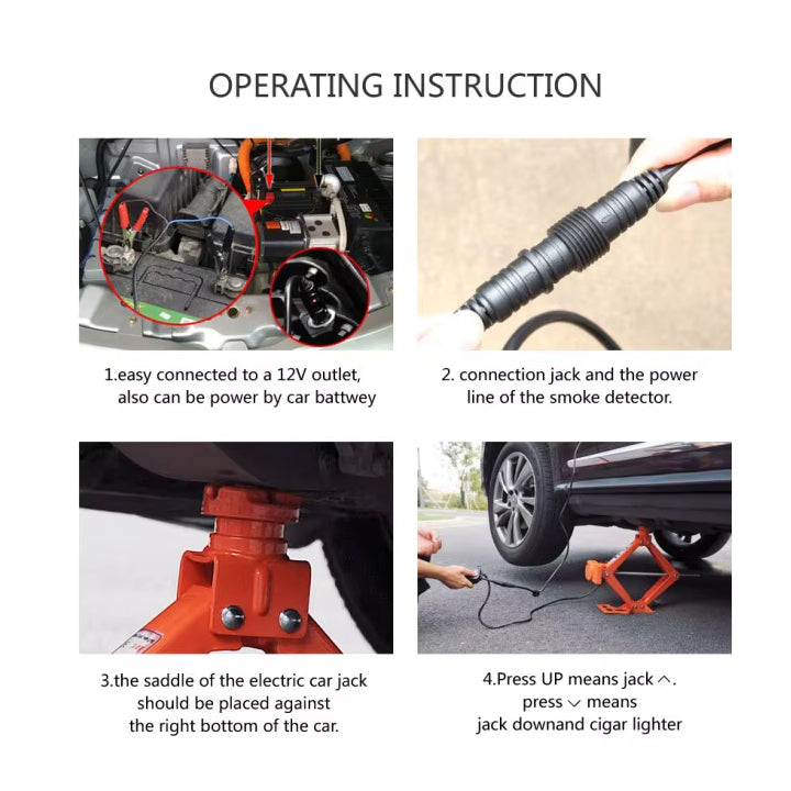4-in-1 Emergency Car Repair Kit with 5 Ton Electric Jack & Impact Wrench with 12V Power Plug & Alligator Clips