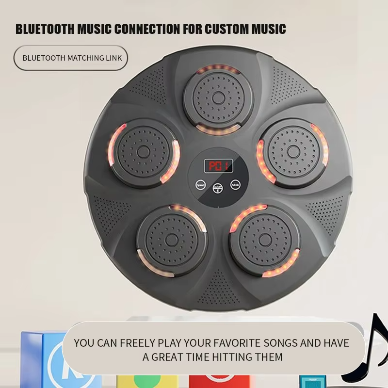Intelligent Music Boxing & Punching Machine with Bluetooth Speaker, 9 Training Modes, Flash Strike Points, Adjustable Wall Mount Target for Fitness, Cardio & Training
