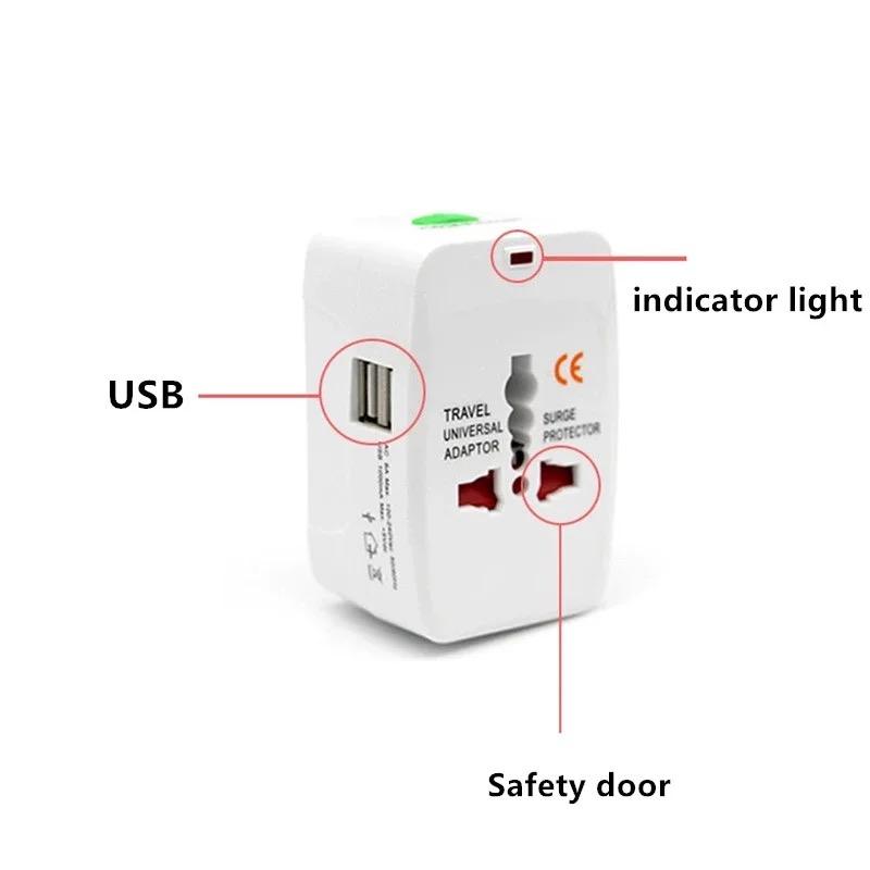 Universal All-in-One Travel Adapter with Dual USB Ports with Built-in Surge Protection, Compatible with Smartphones, Tablets, Laptops & Cameras
