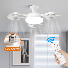 Drone Style Triple Head Ceiling Fan & LED Light with E27 Bulb Fit & Remote Control - Strong Wind & Energy Saving for Bedroom, Kitchen & Living Room