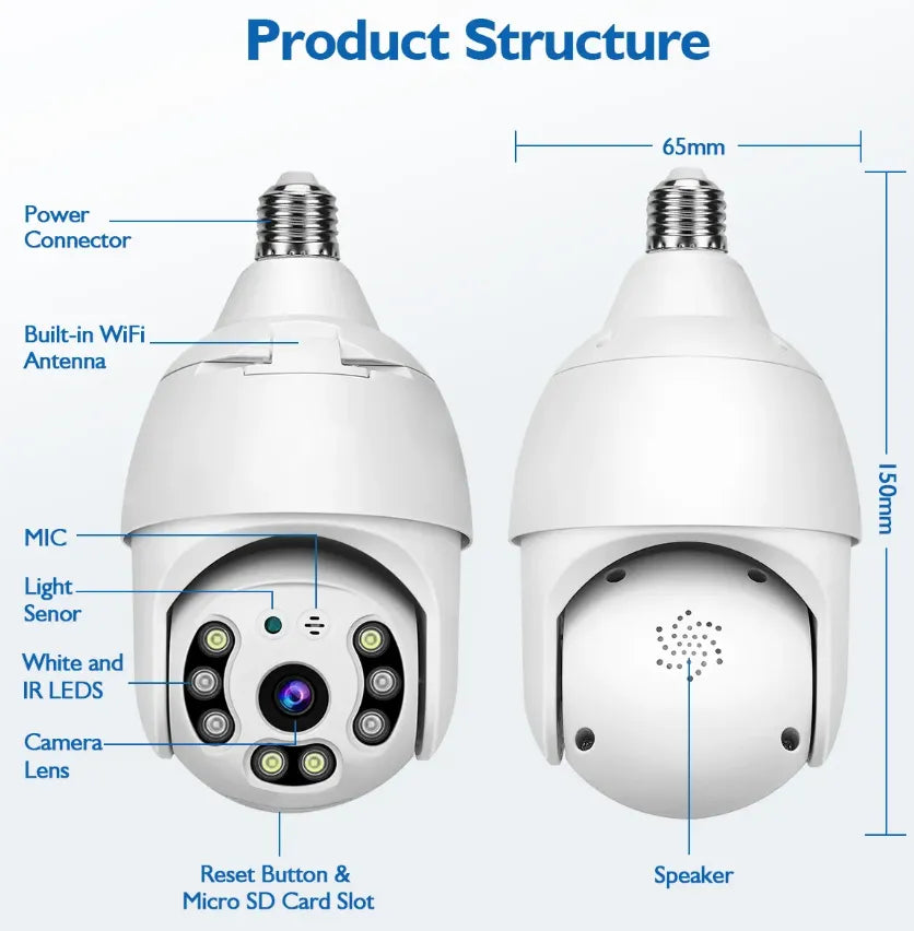 360° Wireless Security Camera with Motion Detection Technology and Night Vision