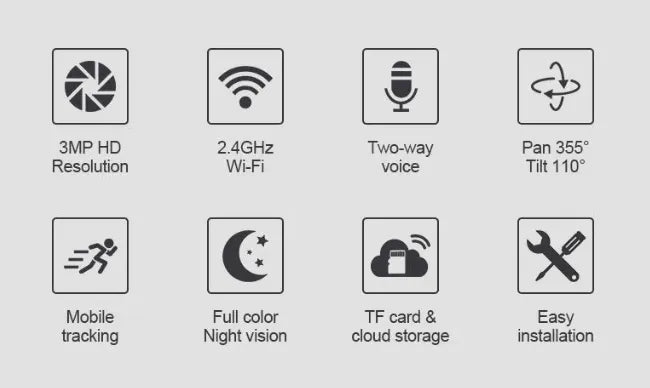 360° Wireless Security Camera with Motion Detection Technology and Night Vision