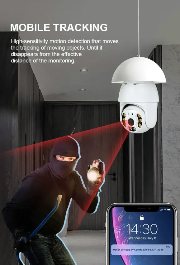 360° Wireless Security Camera with Motion Detection Technology and Night Vision