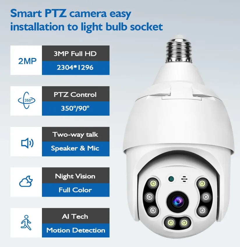 360° Wireless Security Camera with Motion Detection Technology and Night Vision