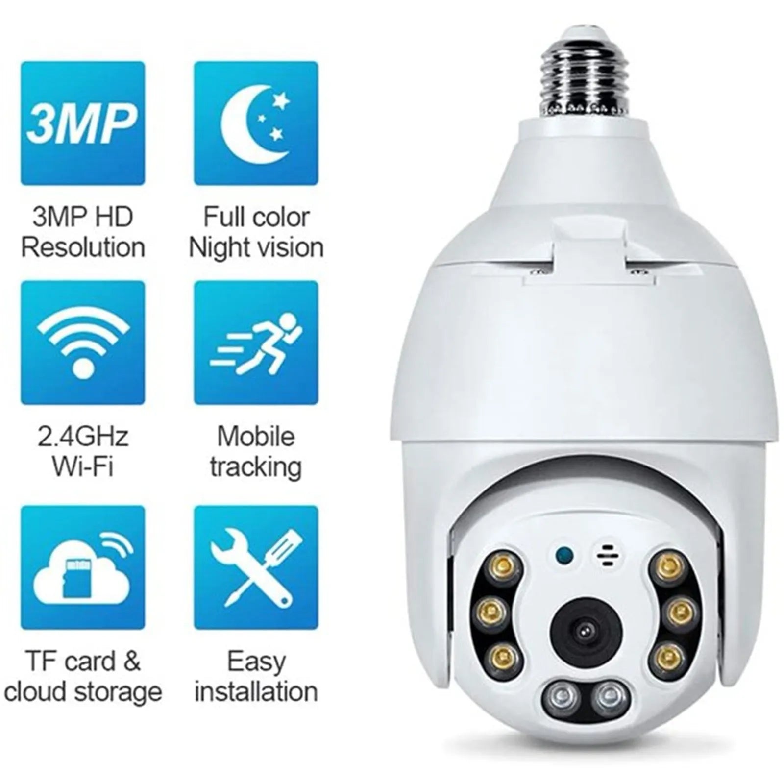 360° Wireless Security Camera with Motion Detection Technology and Night Vision