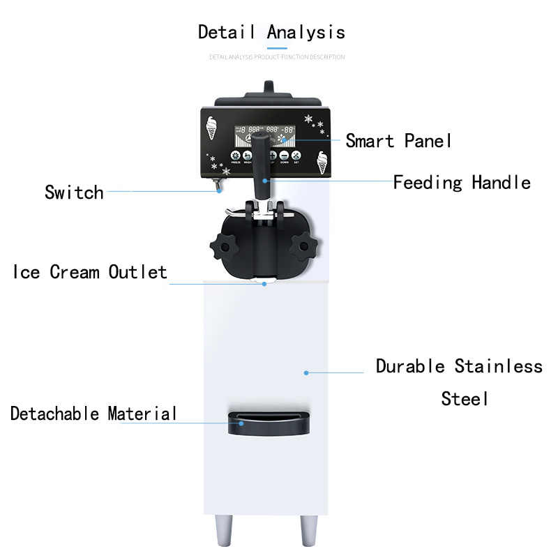 Commercial Grade Single Flavor Ice Cream Machine 900W, 12 Litre/Hr Capacity, Stainless Steel Body with Compact Design