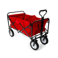 Portable & Foldable Wagon-Shopping-Storage Cart with Non-Slip Grip Handle and Stainless Steel Built