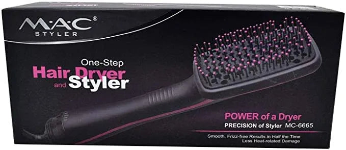 MAC Styler Advanced Hot Air Hair Brush with Customizable Heat Settings & Comfortable Grip Handle