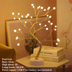 Adjustable DIY LED Desk Tree Lamp - Warm White Light, Battery & USB Operated