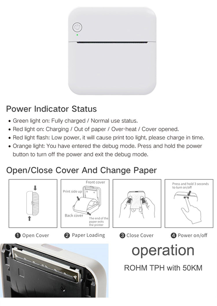Mini Portable Bluetooth Pocket Printer with Thermal Printing and Wireless & USB Connectivity for PC
