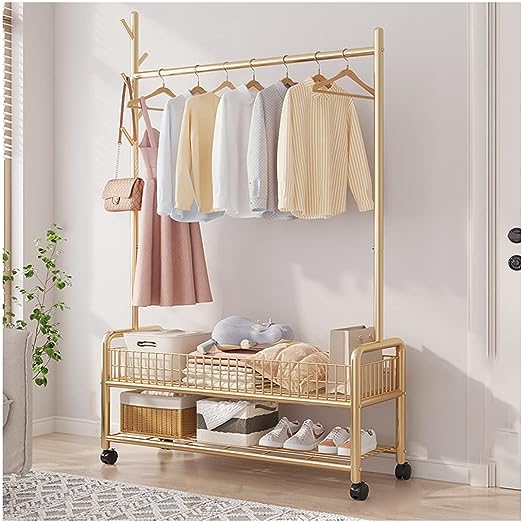 Modern Clothes Stand & Hanger Rack Organiser with Multi-Functional Storage and Hooks