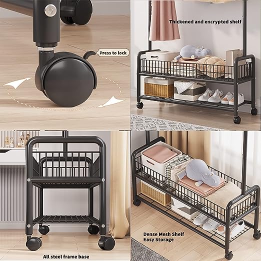 Modern Clothes Stand & Hanger Rack Organiser with Multi-Functional Storage and Hooks
