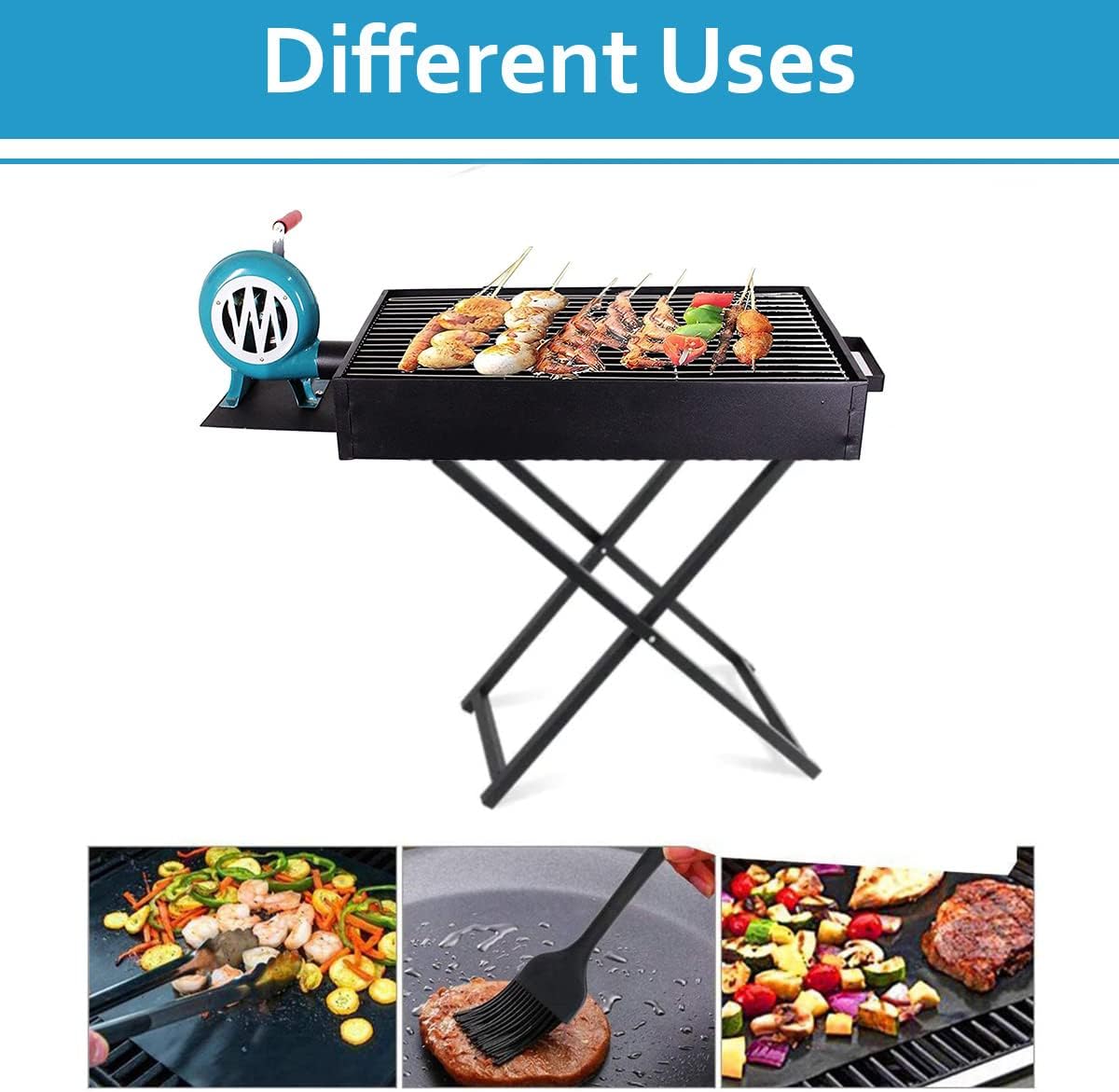 Large Portable & Foldable Barbecue Grill with Manual Blower - 90 x 30 cm