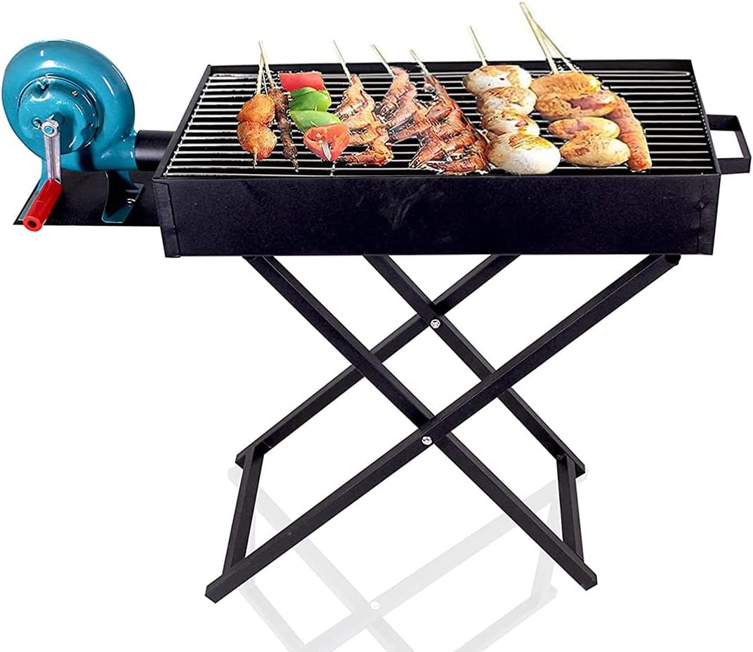 Large Portable & Foldable Barbecue Grill with Manual Blower - 90 x 30 cm