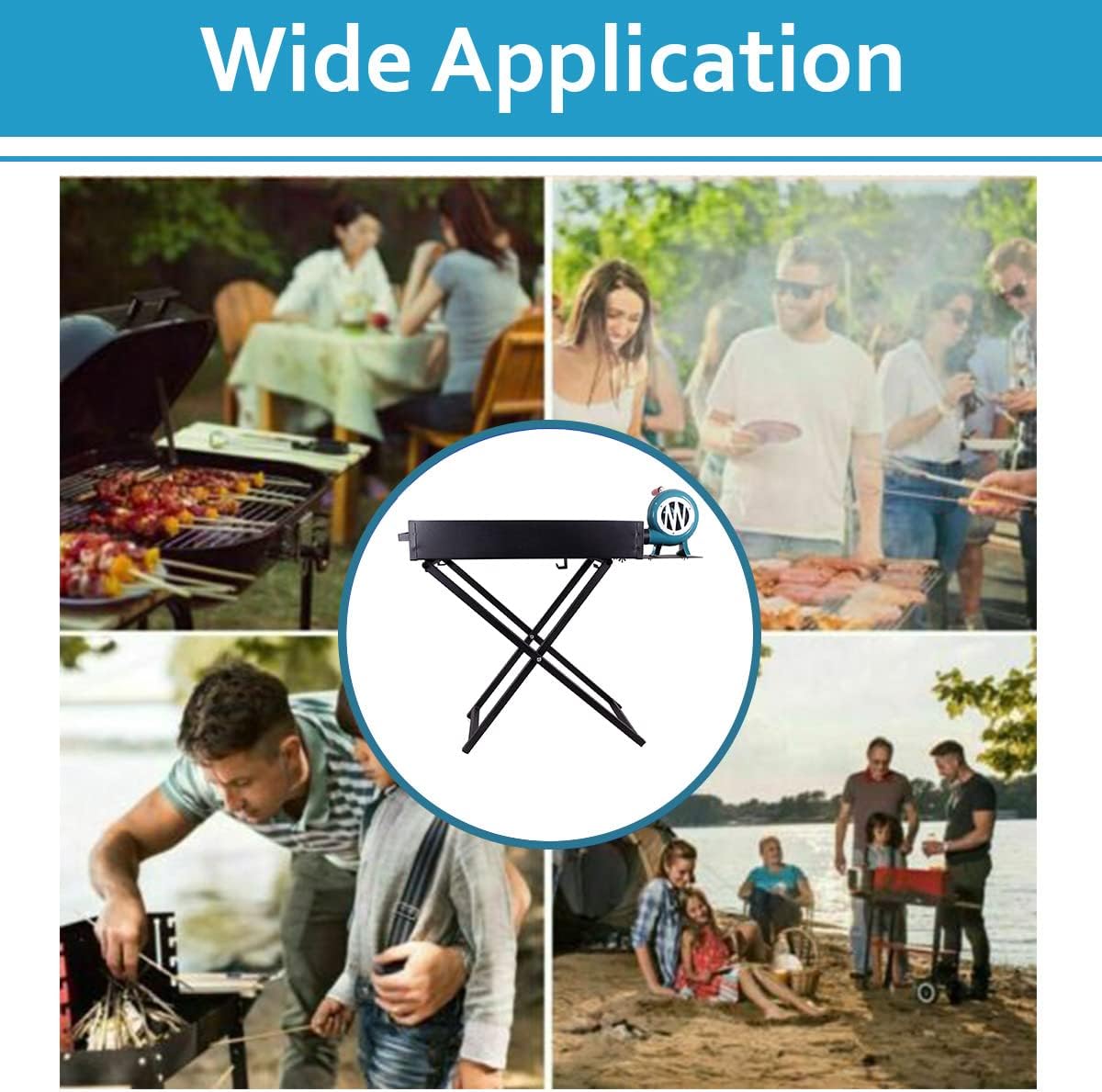 Large Portable & Foldable Barbecue Grill with Manual Blower - 90 x 30 cm
