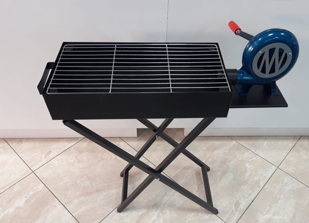Large Portable & Foldable Barbecue Grill with Manual Blower - 90 x 30 cm