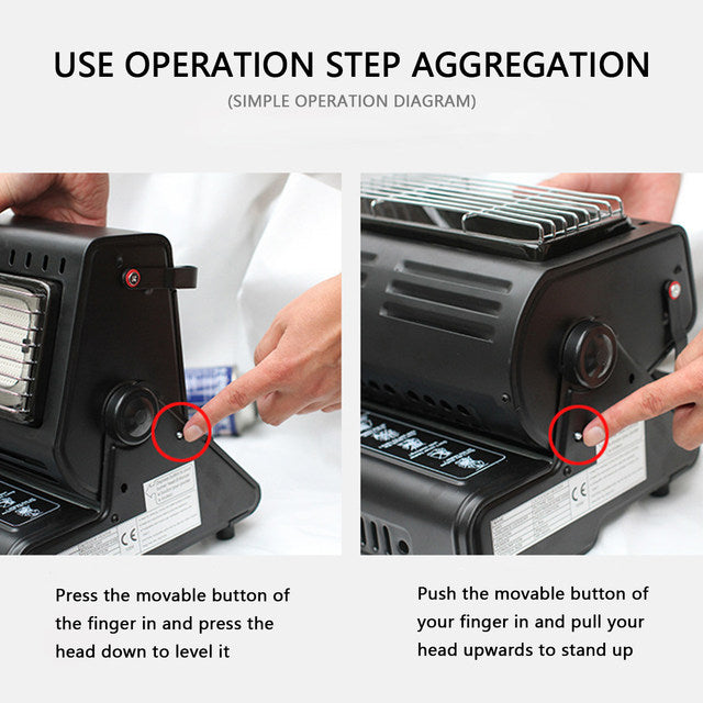 2-in-1 Portable Camping Heater & Stove with Handle for Outdoor & Home