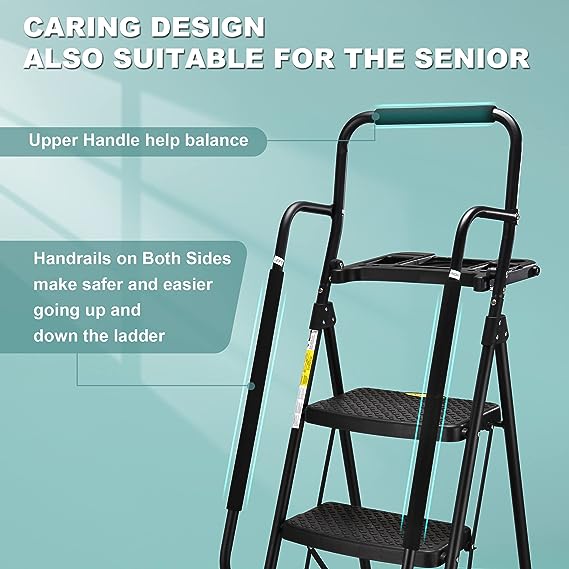 Heavy-Duty 5-Step Ladder with Handrails and Tool Platform - 150 Kg Capacity