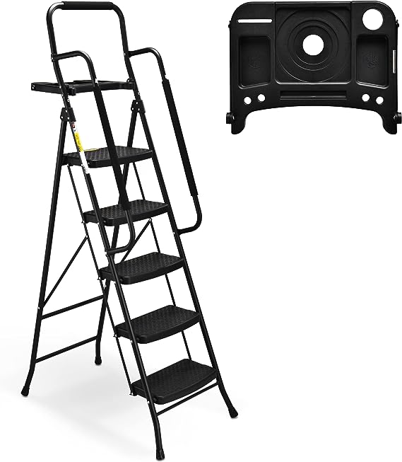 Heavy-Duty 5-Step Ladder with Handrails and Tool Platform - 150 Kg Capacity