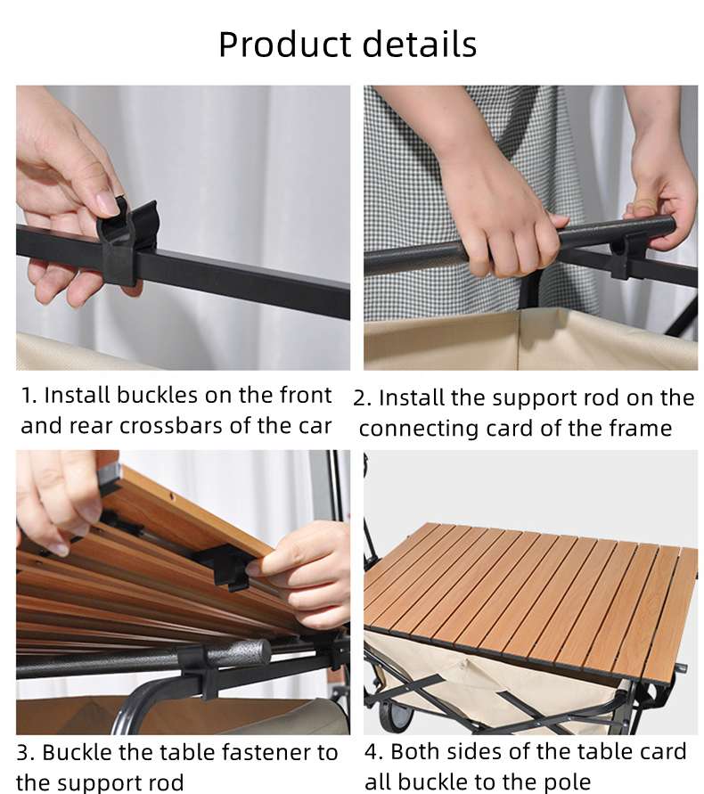 2-in-1 Multipurpose Adventure Utility Trolley with Foldable Table Top for Outdoor & Camping
