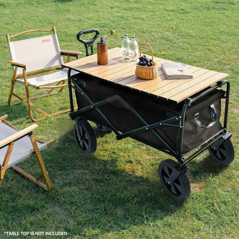 2-in-1 Multipurpose Adventure Utility Trolley with Foldable Table Top for Outdoor & Camping