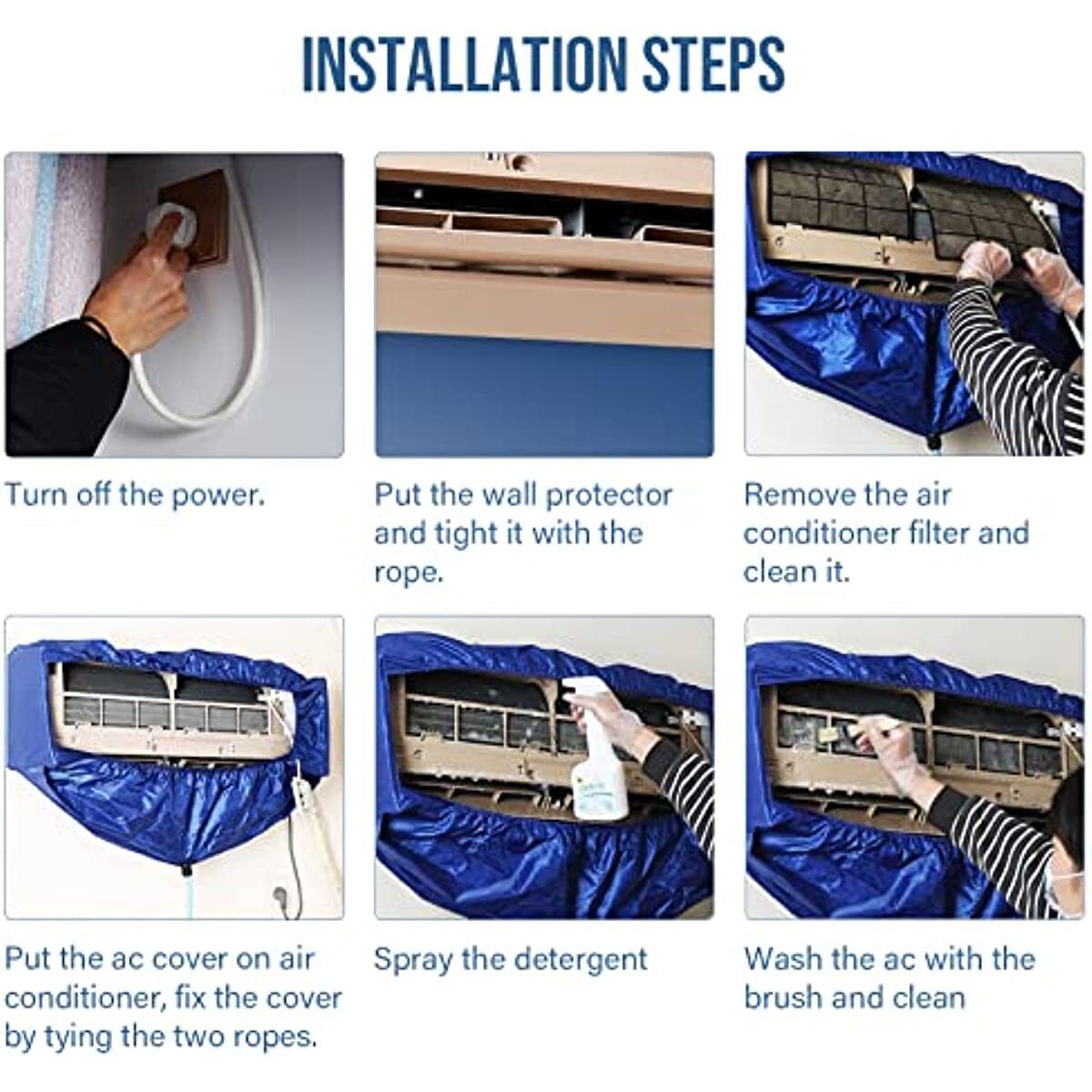 Waterproof Air Conditioner Cleaning Cover with Drain Outlet for AC Washing, Maintenance & Servicing