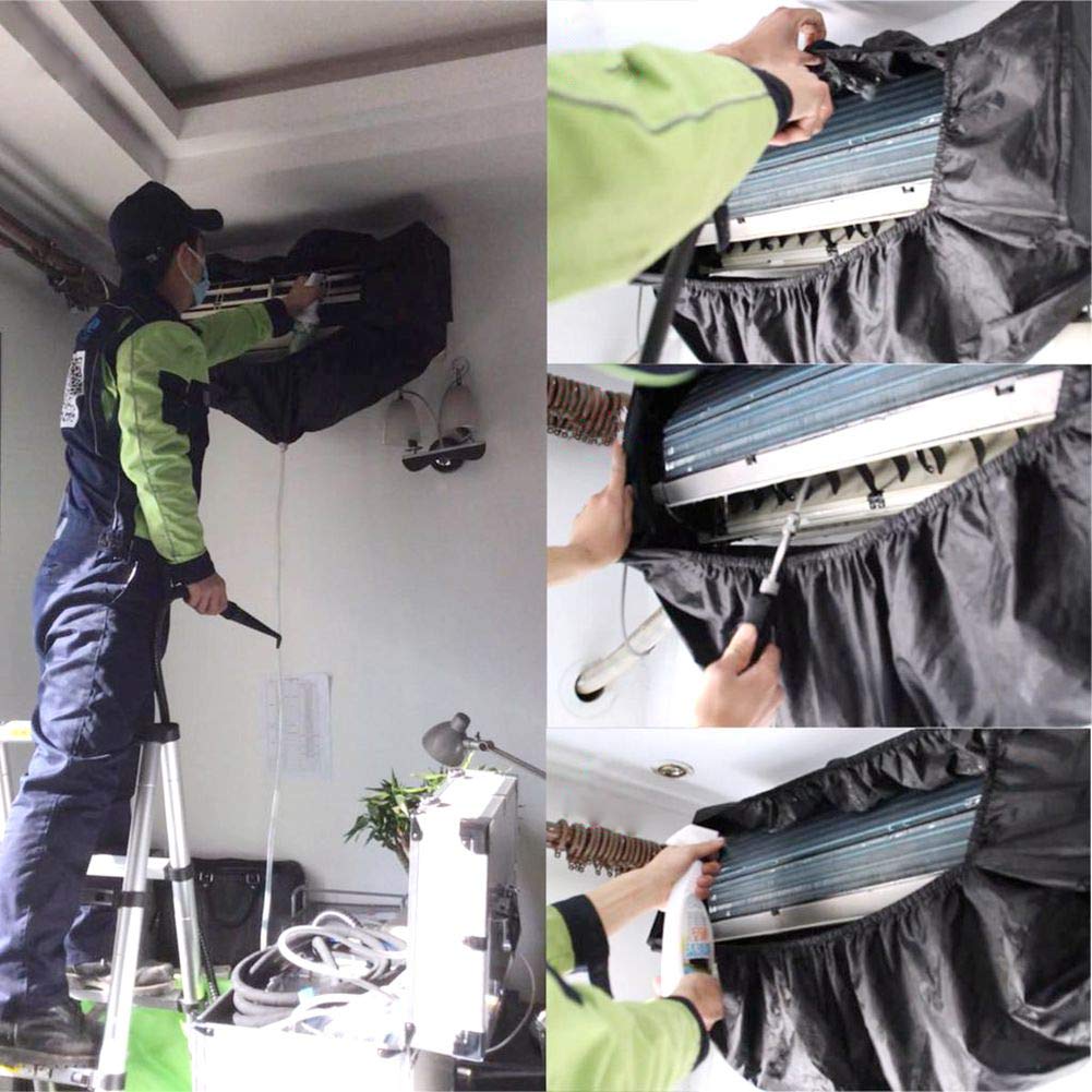 Waterproof Air Conditioner Cleaning Cover with Drain Outlet for AC Washing, Maintenance & Servicing