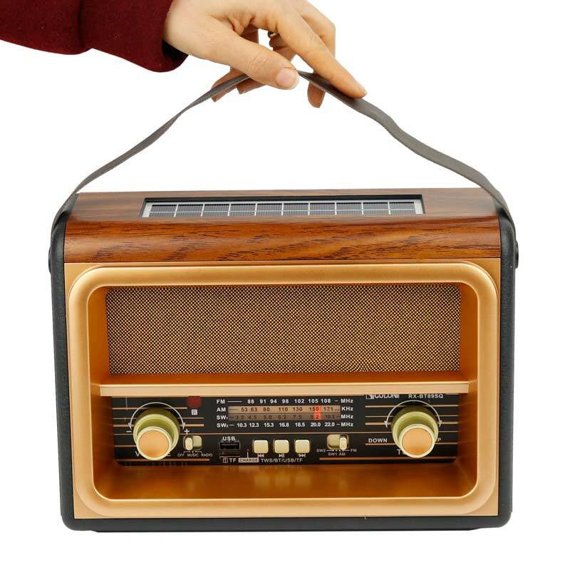 Golon Retro Radio & Solar Bluetooth Speaker with AUX/FM/AM/SW - USB/SD/TF with Remote Control